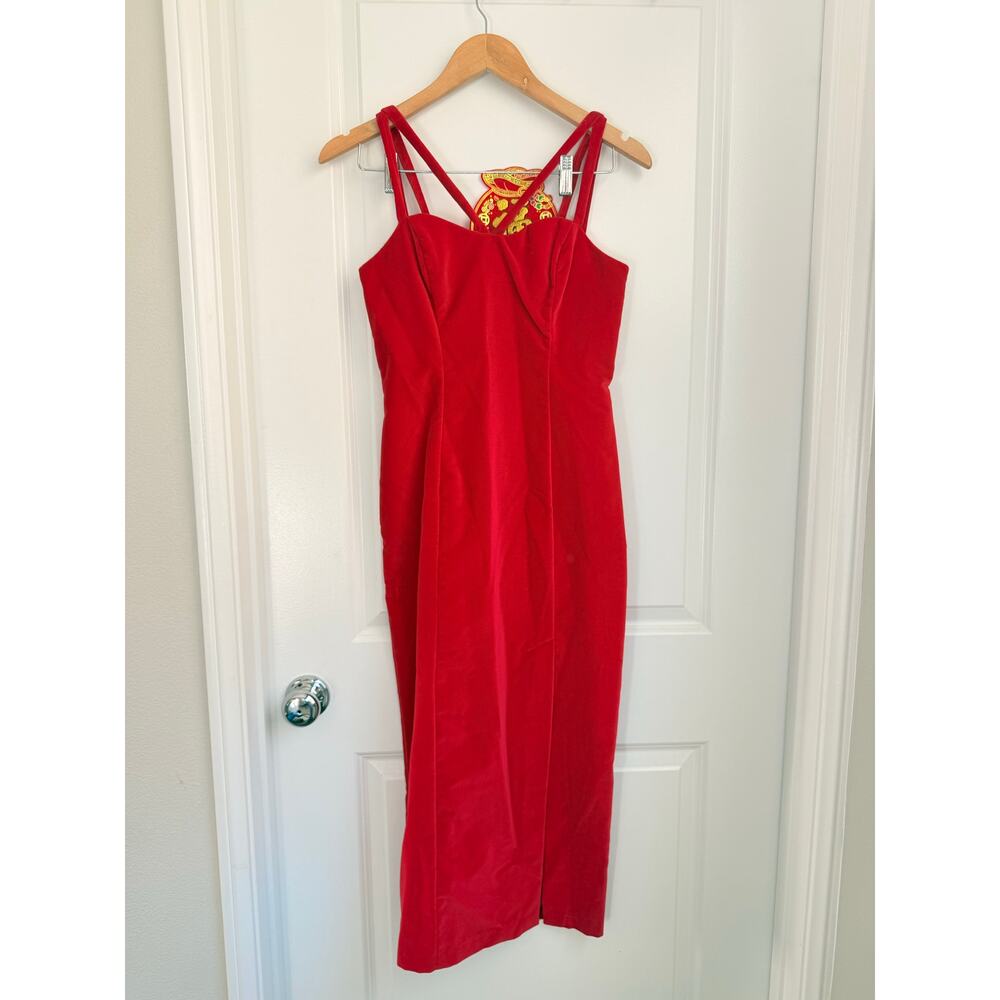 GUESS 1990s Red Velvet Wiggle Dress Size Small Vintage VTG Size 3 Prom Evening‎